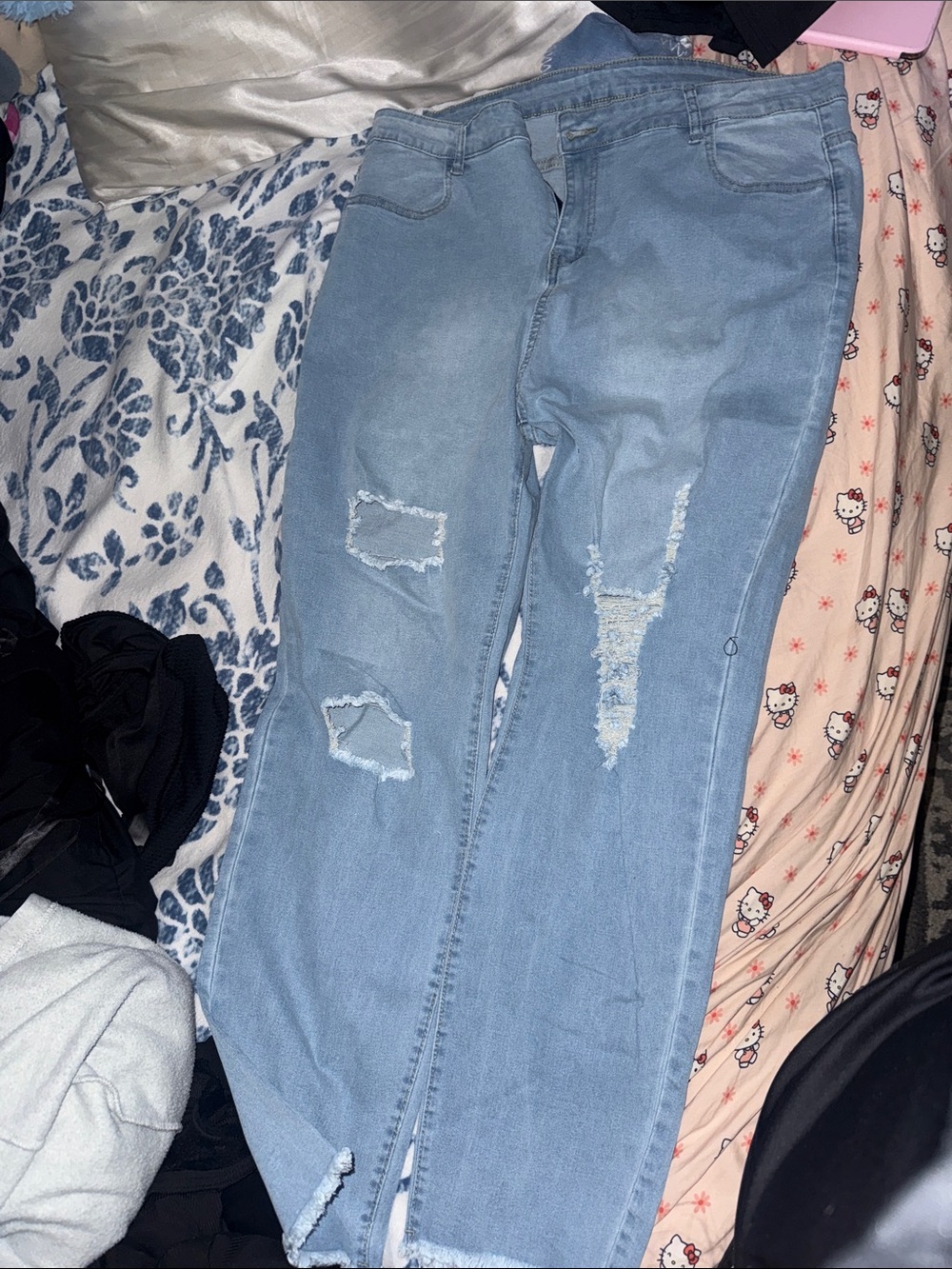 SHEIN Light Blue Distressed Jeggings